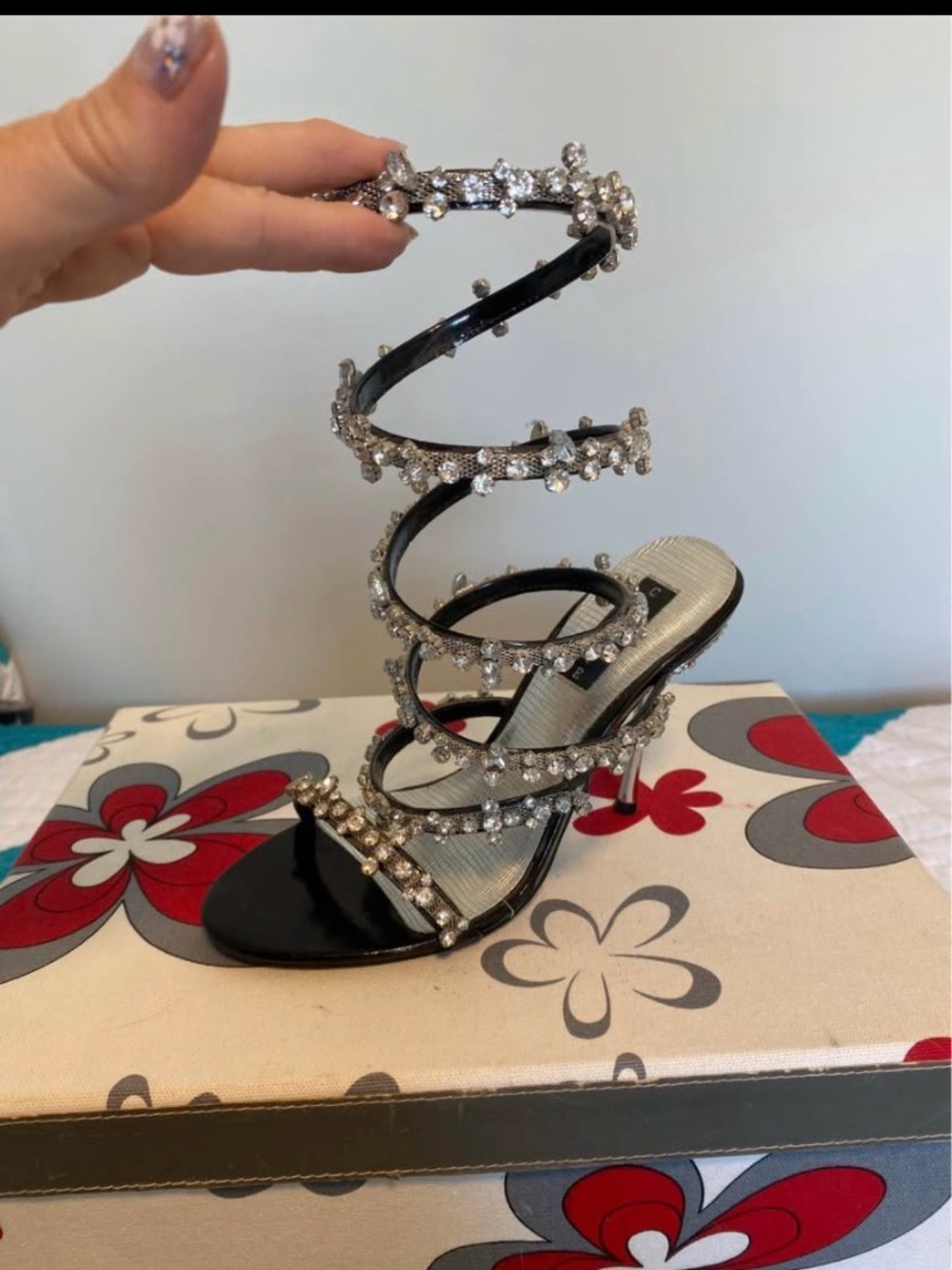 CLOSET CLEAR OUT ! Celeste Spiral Rhinestone Stiletto Sandals Size